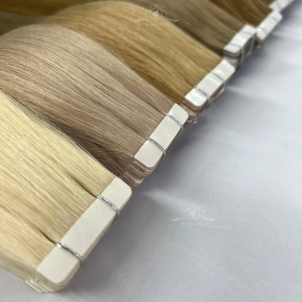 Newest Tapeins Extensiones De Cabello 100% Natural 24 Blond Cuticle Aligned Adhesive Tape In Hair Extension 100Human Hair