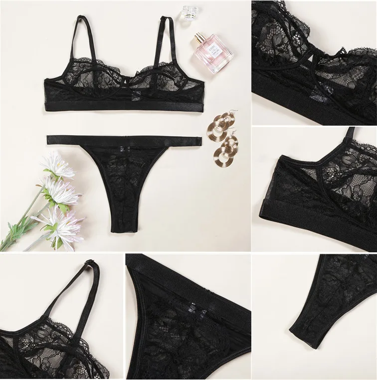 lenceria- sensual OEM/ODM sexy underwear woman bra and panty lace embroidery sexy panties thong sexy lingerie underwear