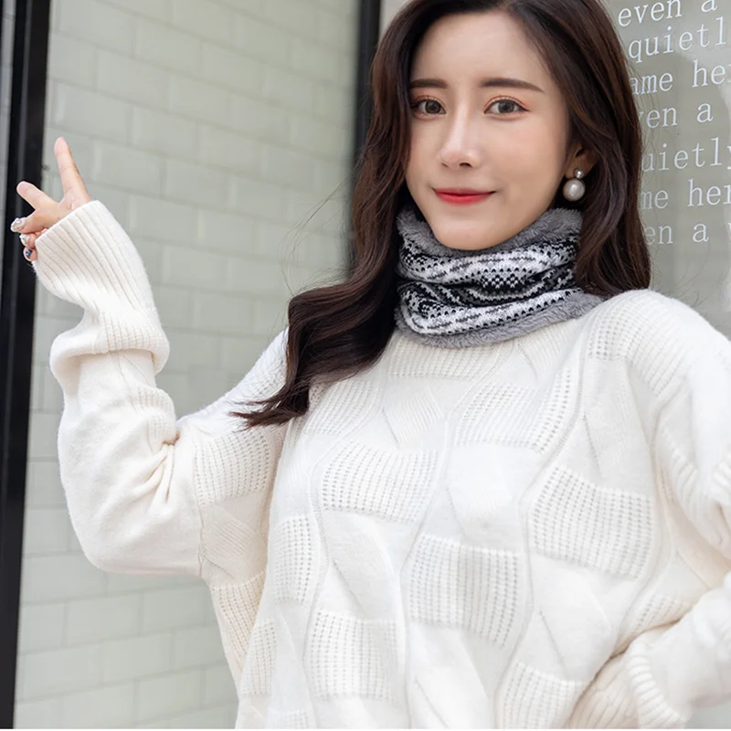 Winter Scarf Warm Fashion Neckerchief Knitting Scarf Circle Outdoor Ski Casual Scarf Loop Warmer Men and Women