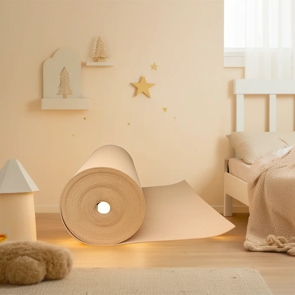 Eco-Friendly 100% Natural Cork Underlay Adhesive Roll Sheet Insulation Kindergarten Cork Flooring For Wall Decorating Protection