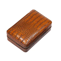 Genuine Leather Wooden Cigar Box Travel Portable Humidor With Hygrometer Custom Cigar Painting Box Display Humidor