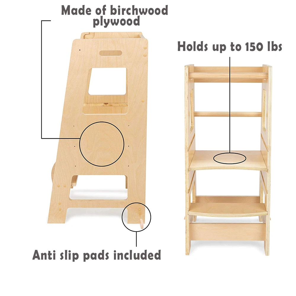 Montessori Furniture Kitchen Helper Learning Tower Kids Step Stool Toddler Child Wooden Learning Tower