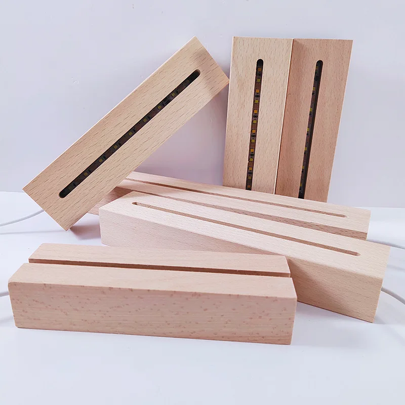 Hot Selling Wooden Base Diy Rectangle Wooden Base Lamp Led 3d Night Light Base For Acrylic Sheet