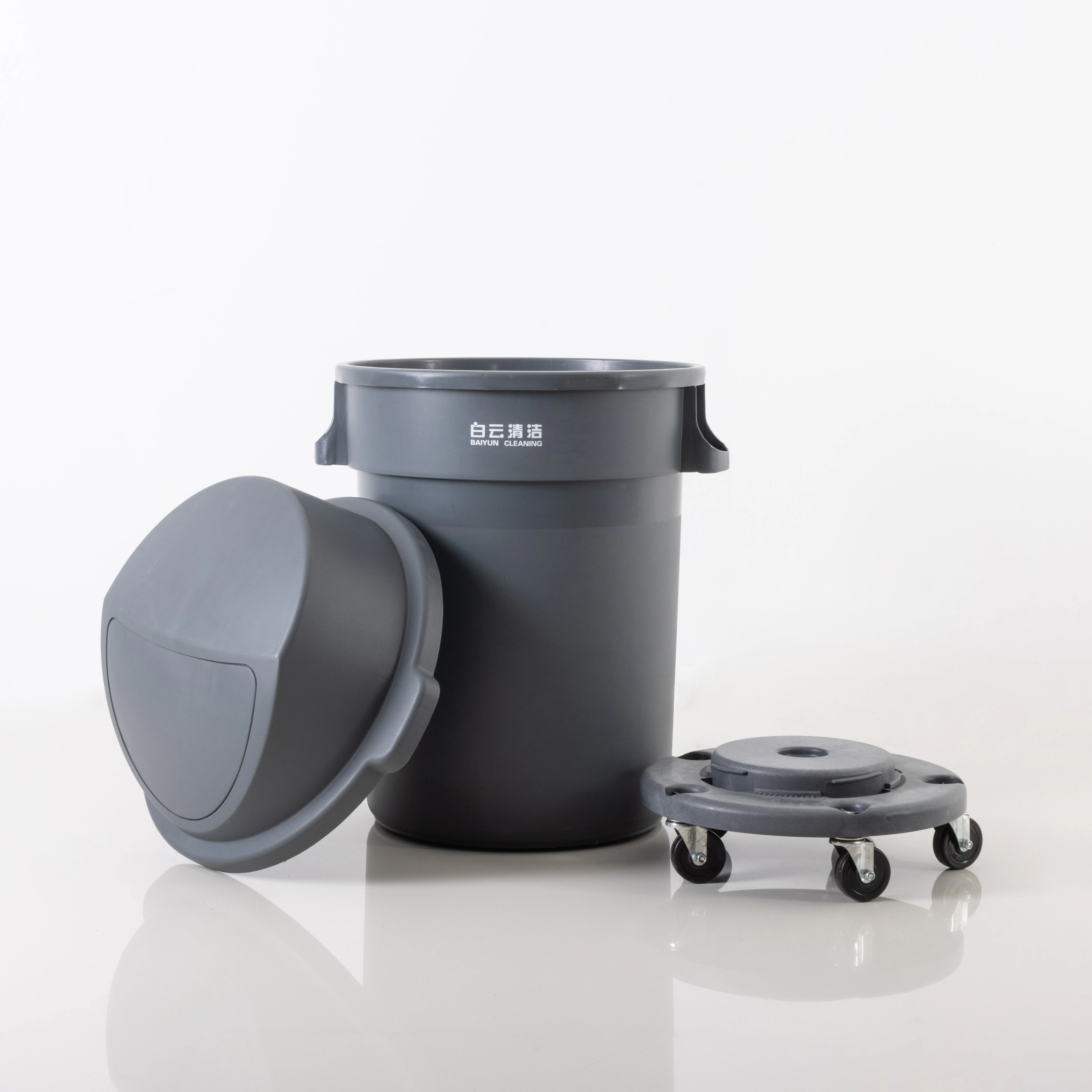 Gallon Funnel Open Plastic Garbage Bin With Rubber Wheel Base For Office, Hotel, Hospital Corridor