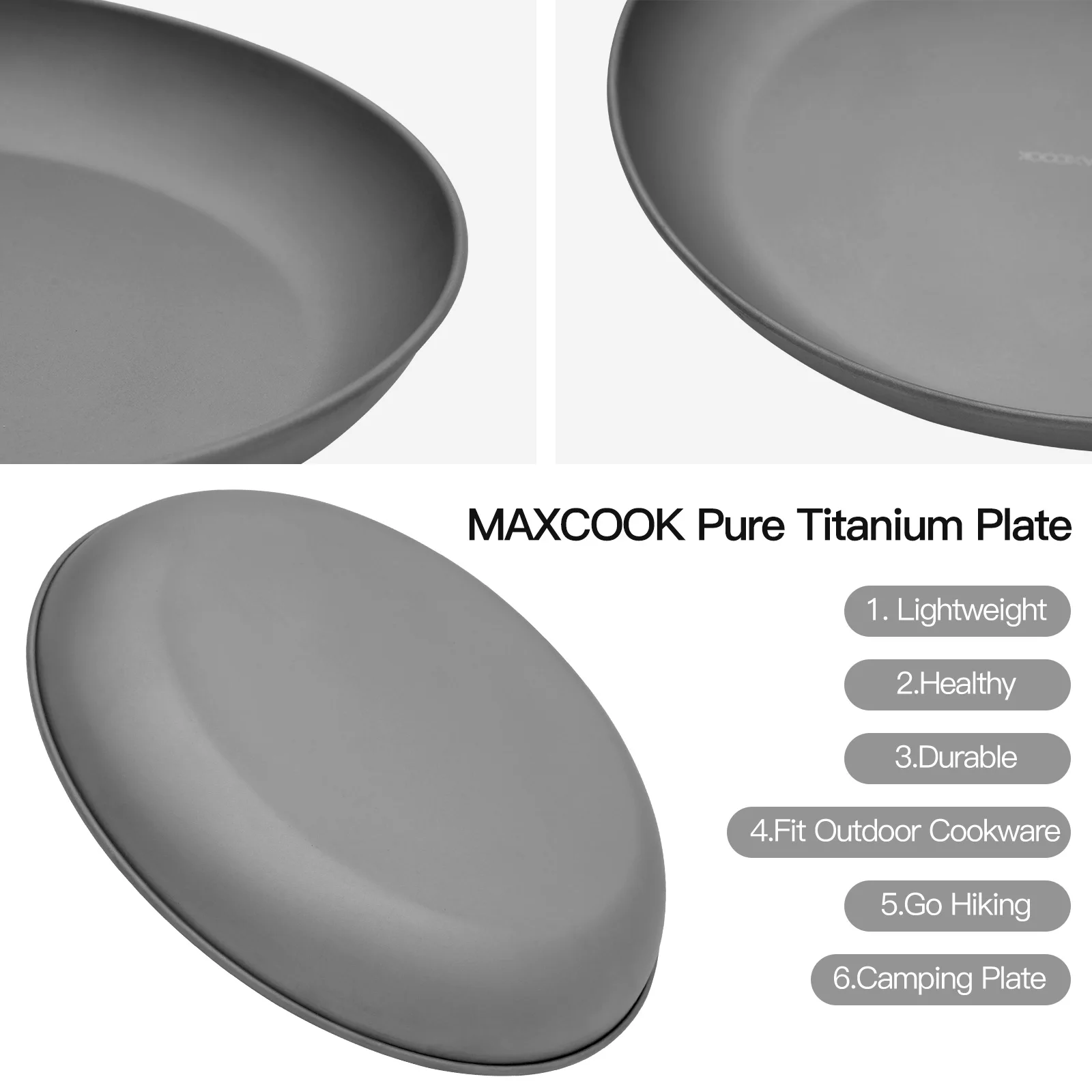 Maxcook Titanium Plate Camping Dish High Quality Titanium Dish Hiking Outdoor Dish