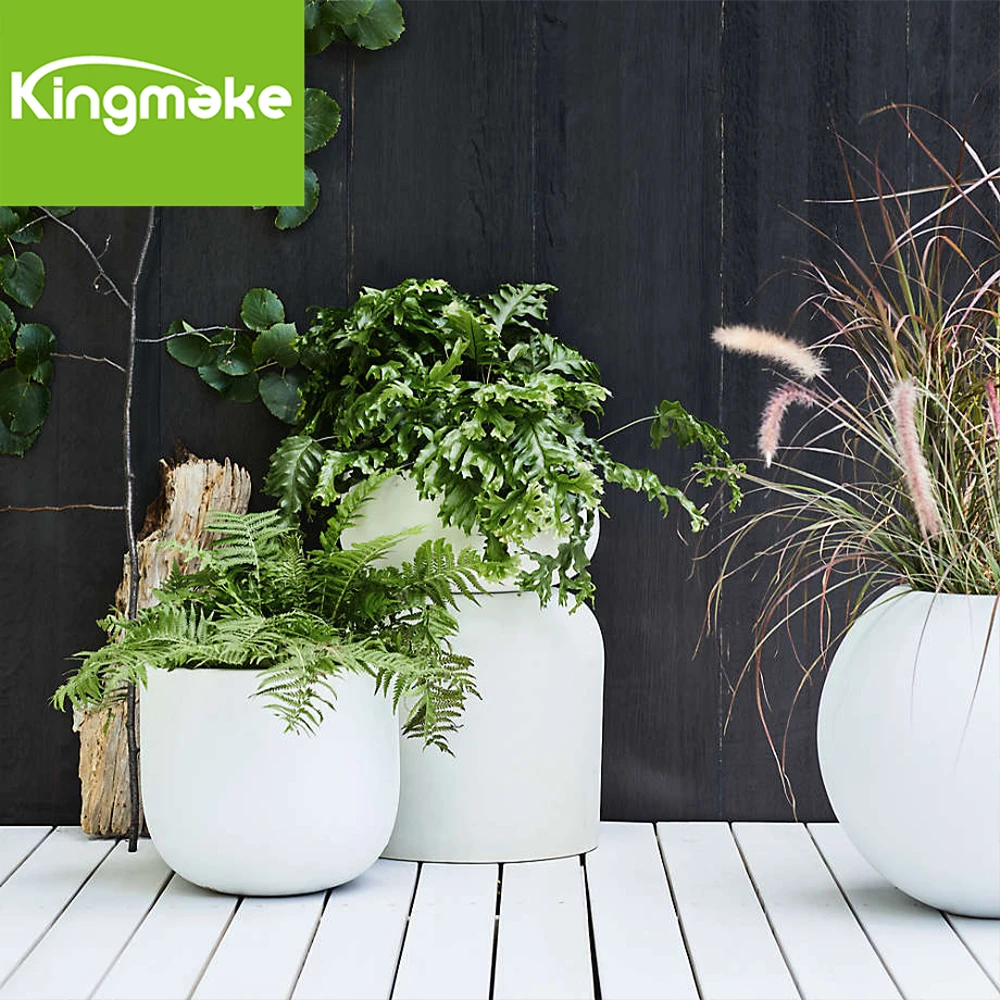 Round Shapes Outdoor Large Fiberglass Clay Cement Flower Pots Decorative Ceramic Flower Pot Garden pots