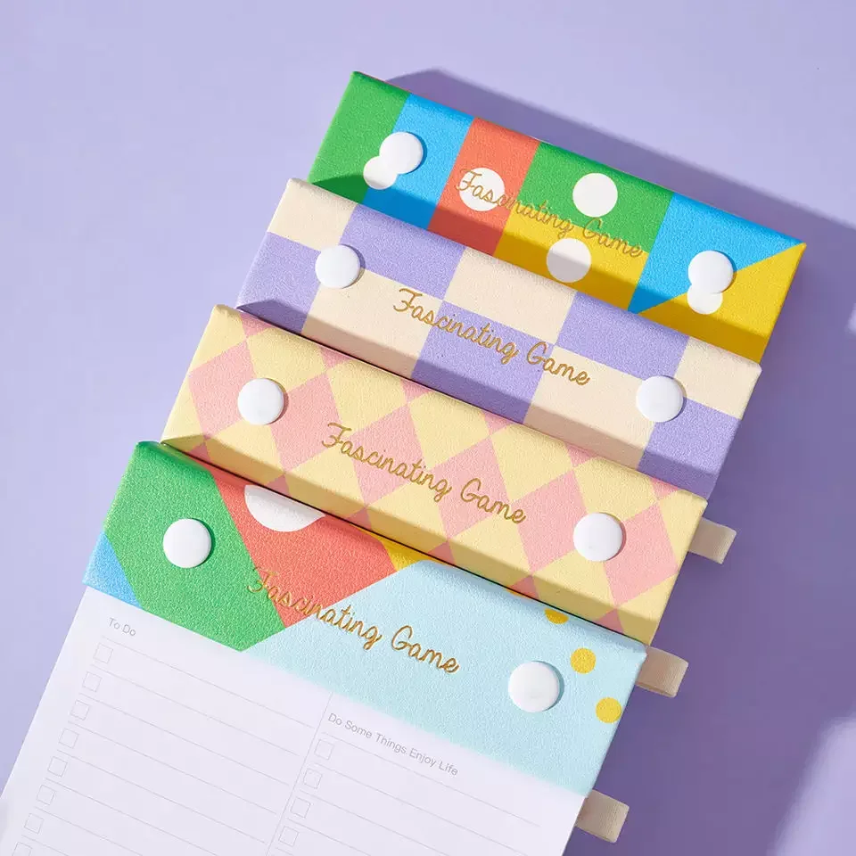 Checkerboard Design Notepad To Do List School Stationery Custom PU Leather Notepads With Pen Loop