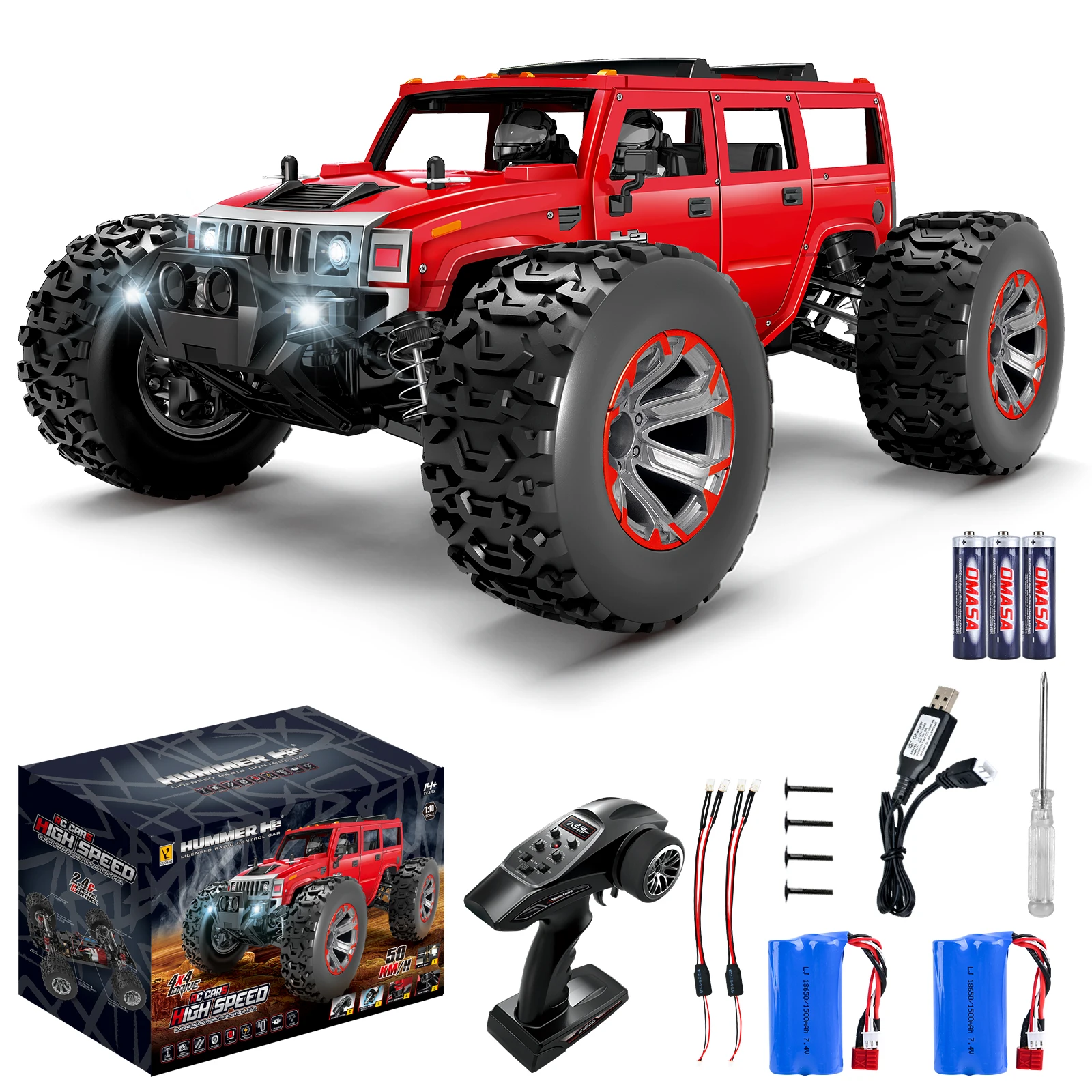2.4G rc hummer h2 1:10 rc car hobby grade rc car off road 4wd voiture telecommande enfant jouet rechargeable 50km RC550 brushed