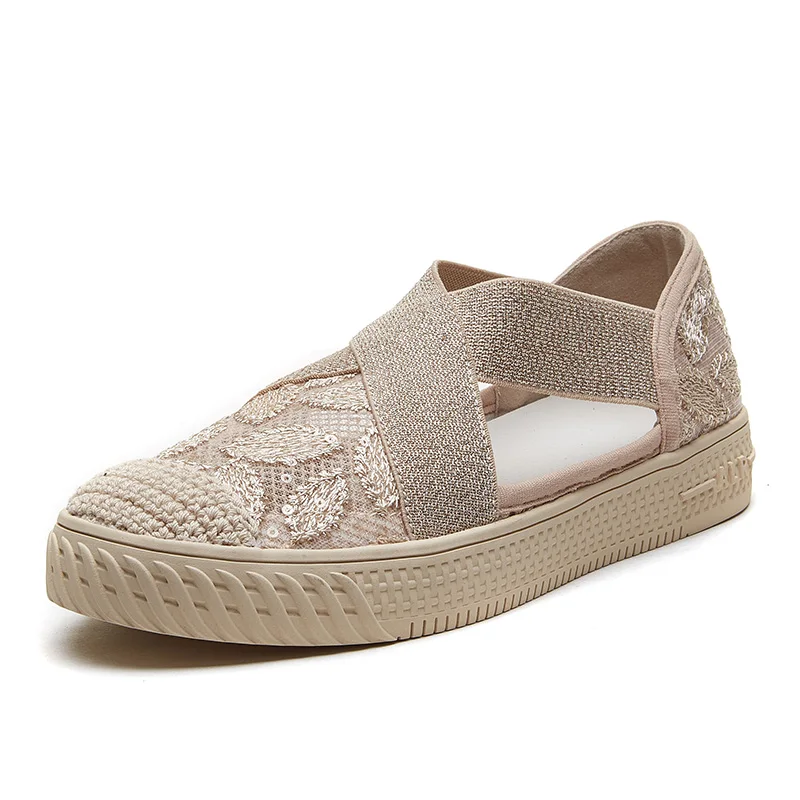 Fisherman Sandal Breathable Sexy Hollow Lace Shoes Flat Casual Shoes for Women