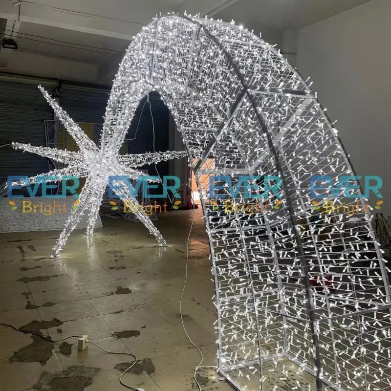 Outdoor Waterproof 3D Warm White LED Five Star Motif  Christmas Lights for Shop Mall Decoration