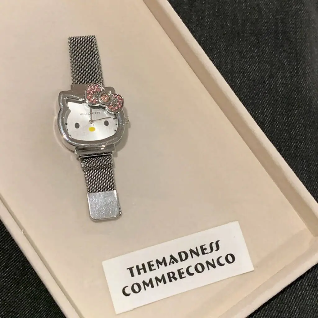 Fashion Cartoon Hello kitty Children Watch Quartz Bracelet Watches Magnet Buckle Strap Kid Wristwatch Girl Gift