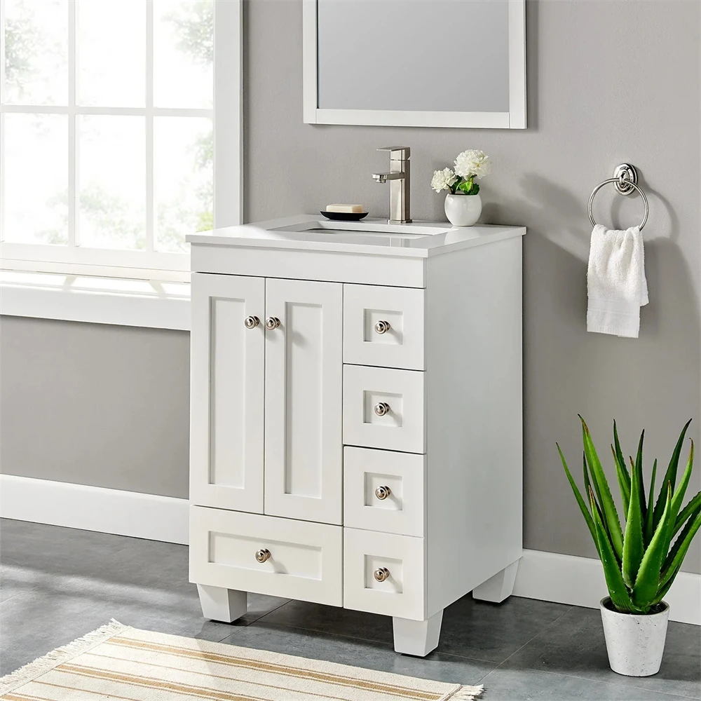 Fashionable Vanity Handmade Solid Wood High-End Environmental Paint Bathroom Cabinet