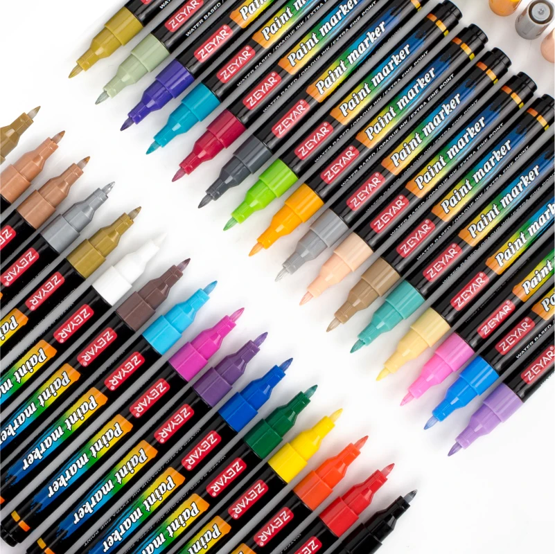 Индивидуальные Акриловые Ручки ZEYAR для рисования, очень тонкие чернила на водной основе, маркеры для рисования на скалах, 60 цветов на выбор