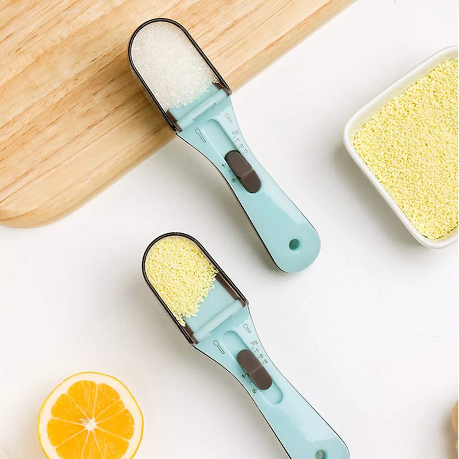 Adjustable Measuring Spoon Precise Spoon with Scale Plastic Measuring Cup and Spoon Set