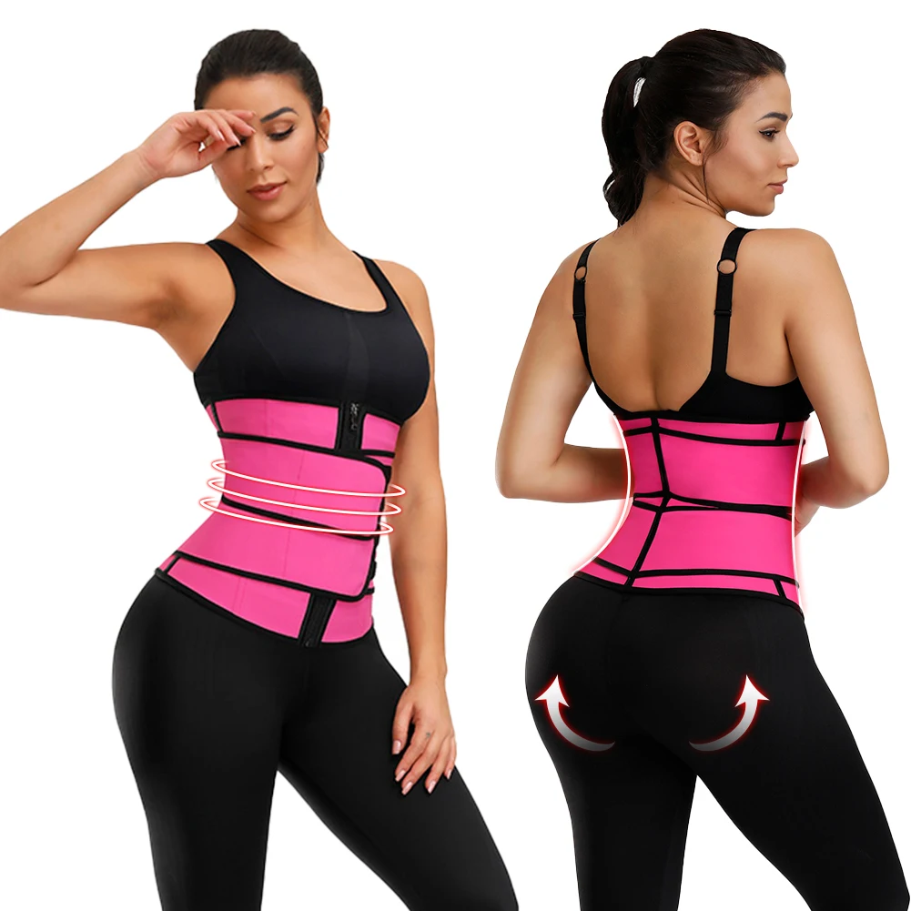 
Custom Logo Big Size Black Tummy Control Latex Waist Slimmer Belt With Sticker For Women Custom Double Waist Trainer 