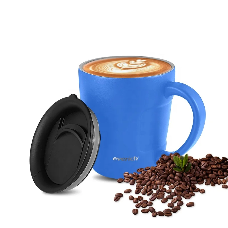 Hot& Cold Coffee Drinking Insulated Vacuum Insulated Plastic Handle 12oz coffee cup for office