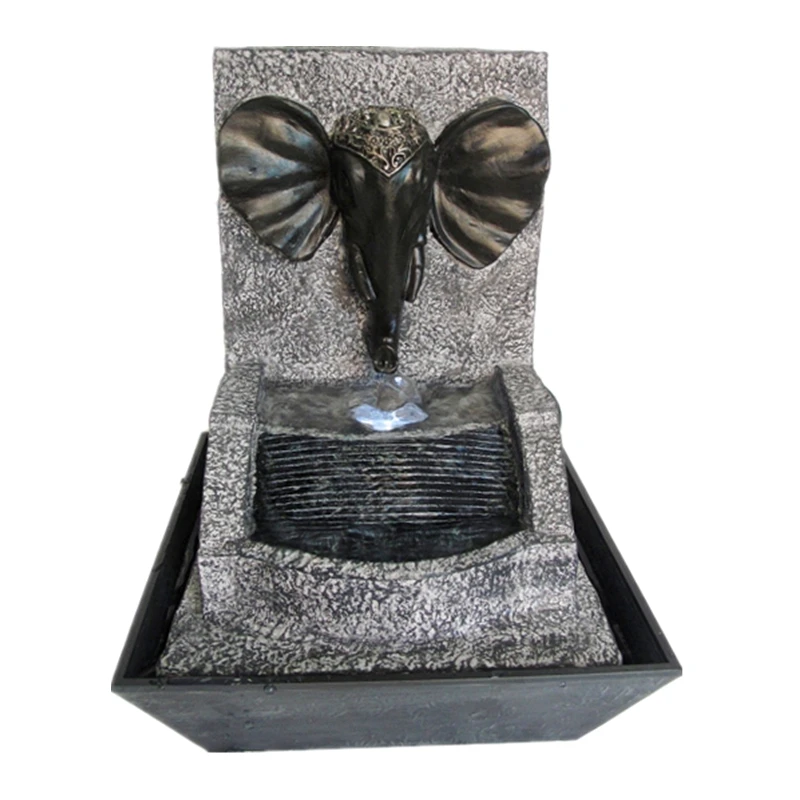 polyresin elephant statue desktop mini water fountain indoor home decoration