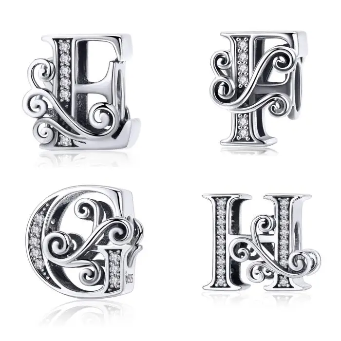 Qings Jewelry Hot Selling Letter Charms 925 Sterling Silver Alphabet Pendant For Jewelry Making