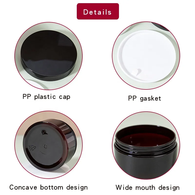 Wholesale cosmetic food packaging 200Ml 300Ml 350Ml 400Ml 500Ml amber pet plastic cosmetic cream jar
