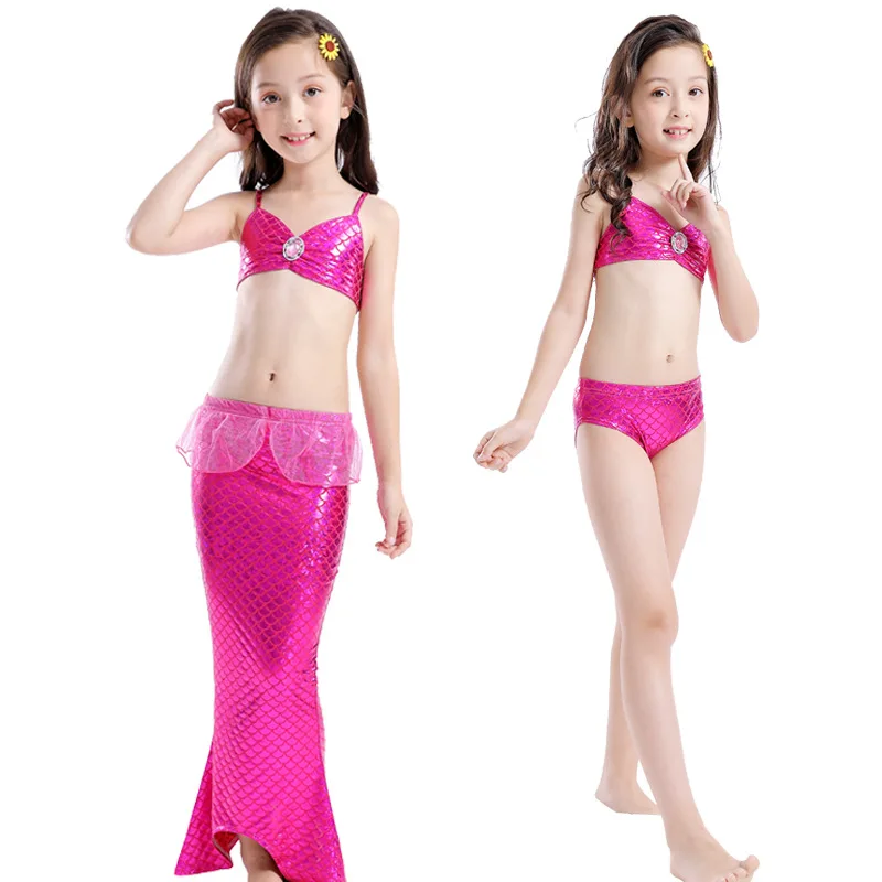 
Hot design kids girls swimwear 3pcs bikini mermaid tail for swimming 