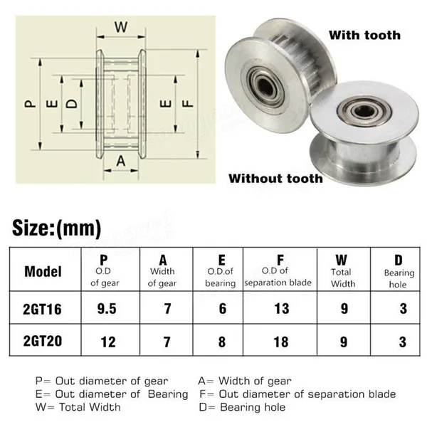 GT2-6 mm Aluminium timing belt pulley inner bore 5mm /8mm without teeth