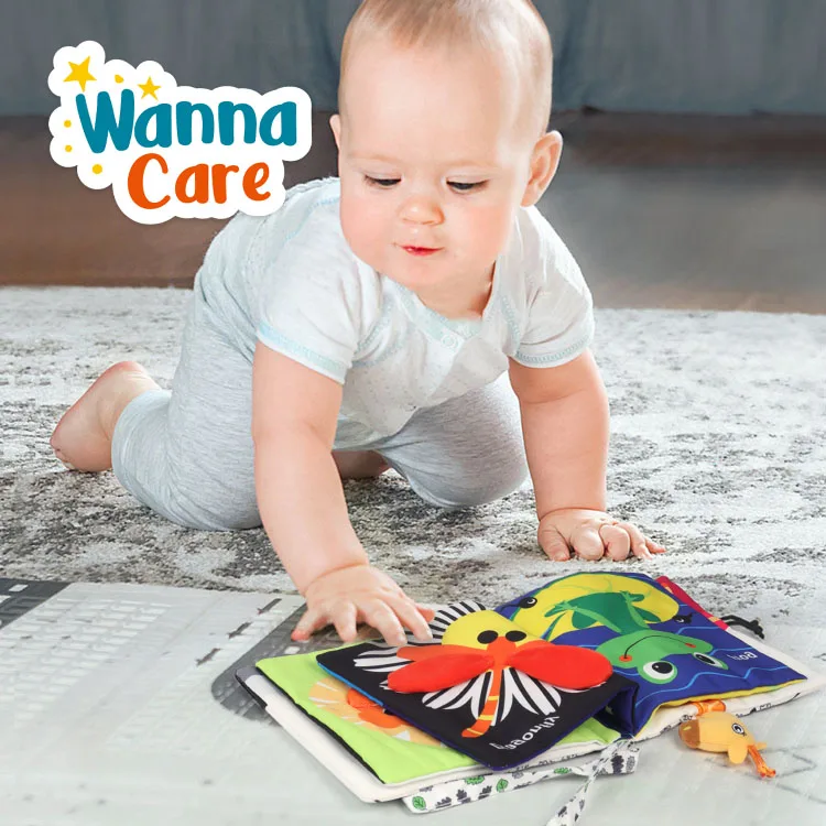 Early Educational Black and White Animals Story Book Baby Soft Fabric Child Touch Feel Cloth for Babies Toys 0 6