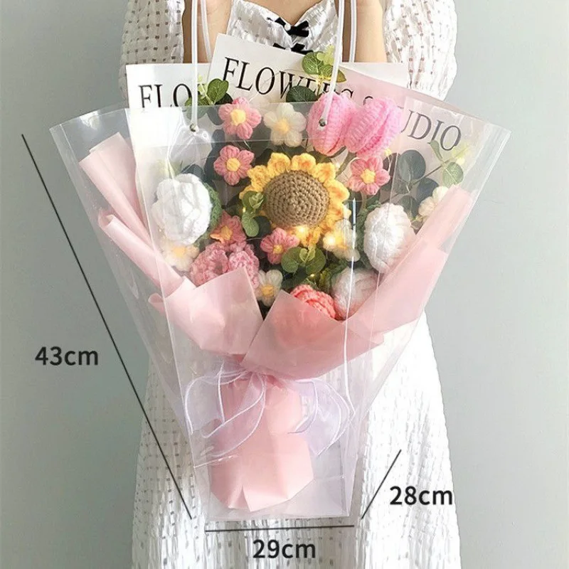 New creative gift products hand knitted large bouquet flowers wool cotton crochet flowers wedding birthday gifts