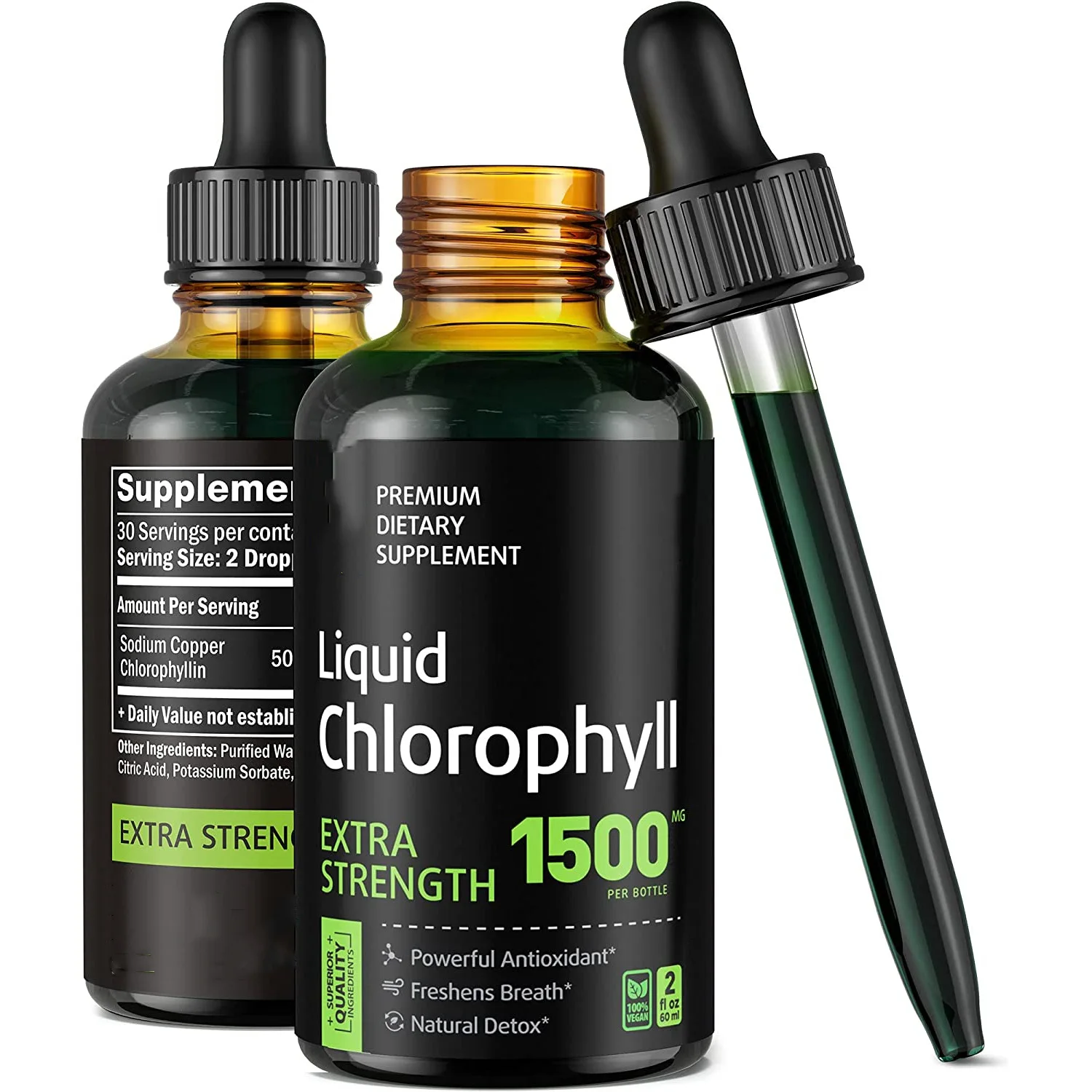 Chlorophyll Liquid Drops For Energy Booster, Digestion and Immune System Supports, Internal Deodorant - Highly Absorbent
