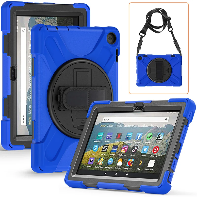 Tablet case with screen protector for Amazon Kindle fire HD 8 2022 Anti Slip Shockproof Protective Cover