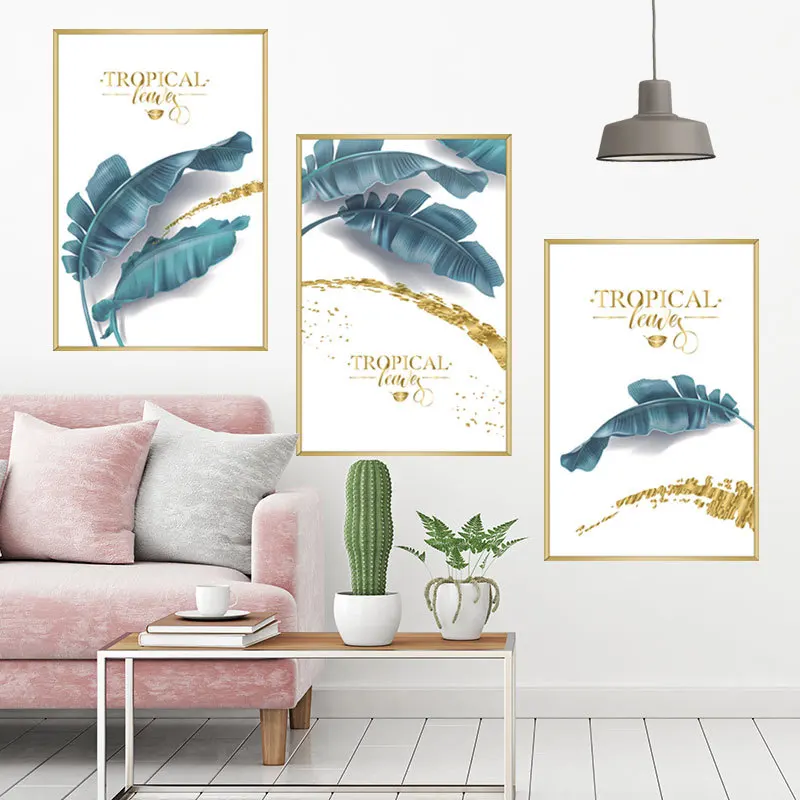 Tropical Ba dark green banana leaf photo frame wall sticker living room bedroom decoration self-adhesive painting