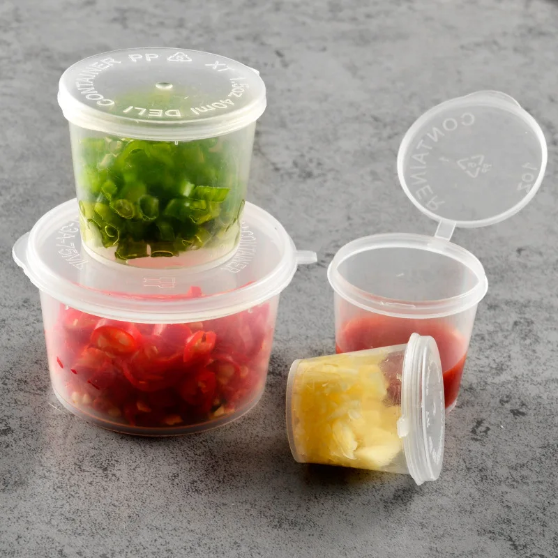 Одноразовый Пластиковый Герметичный пищевой контейнер с крышкой 2 унции