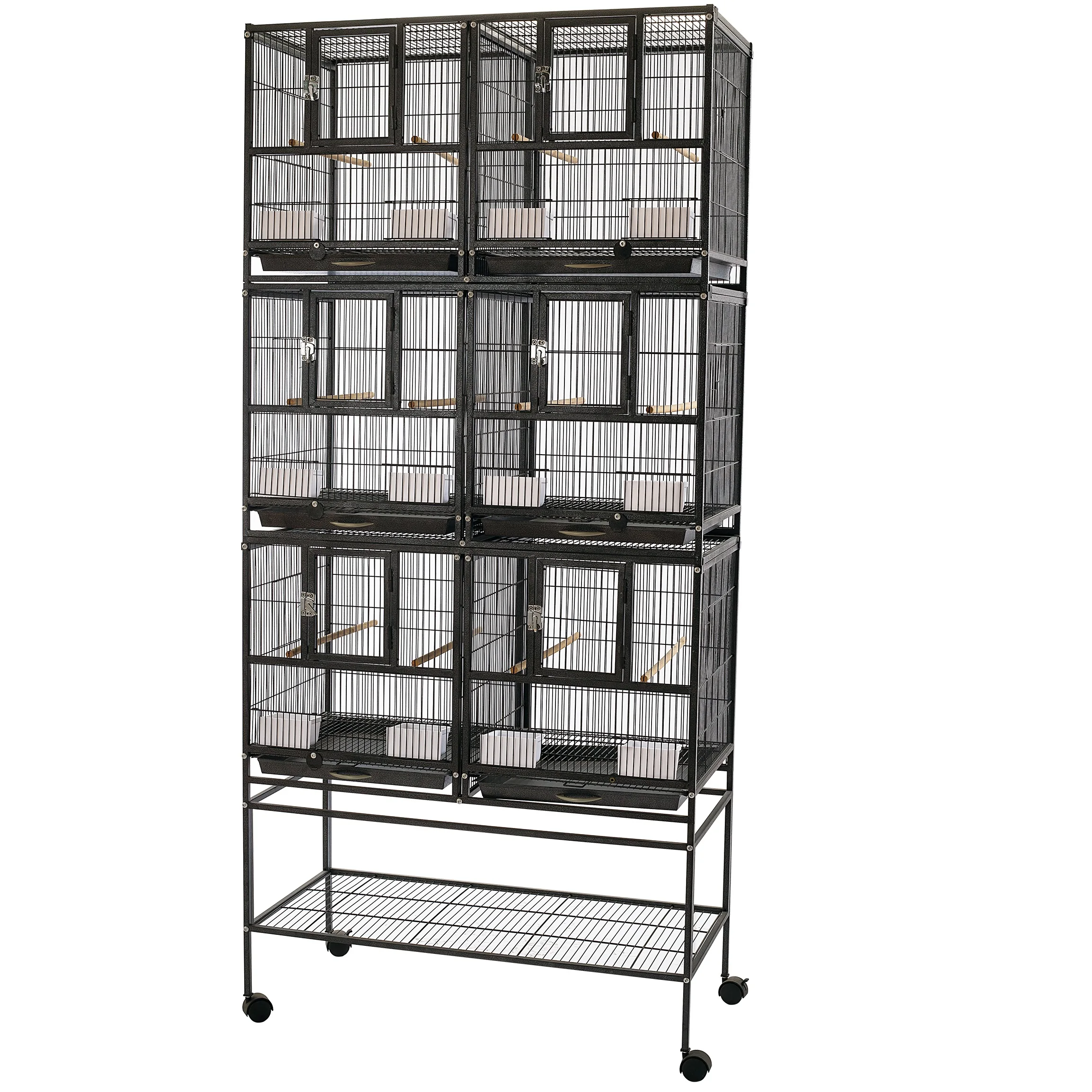 Triple Stacker 6 Units Parrot Aviary Bird Wrought Iron Breeder Cage