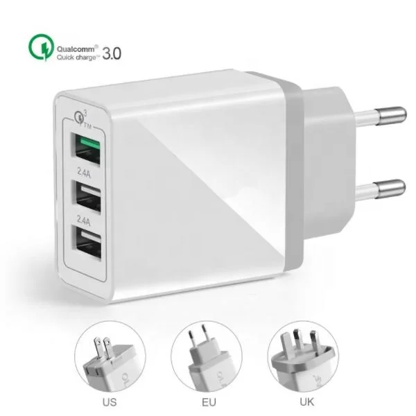 Wholesale EU US 3 Ports Colorful USB Chargers Fast Charging QC 3.0 Travel USB Wall Charger