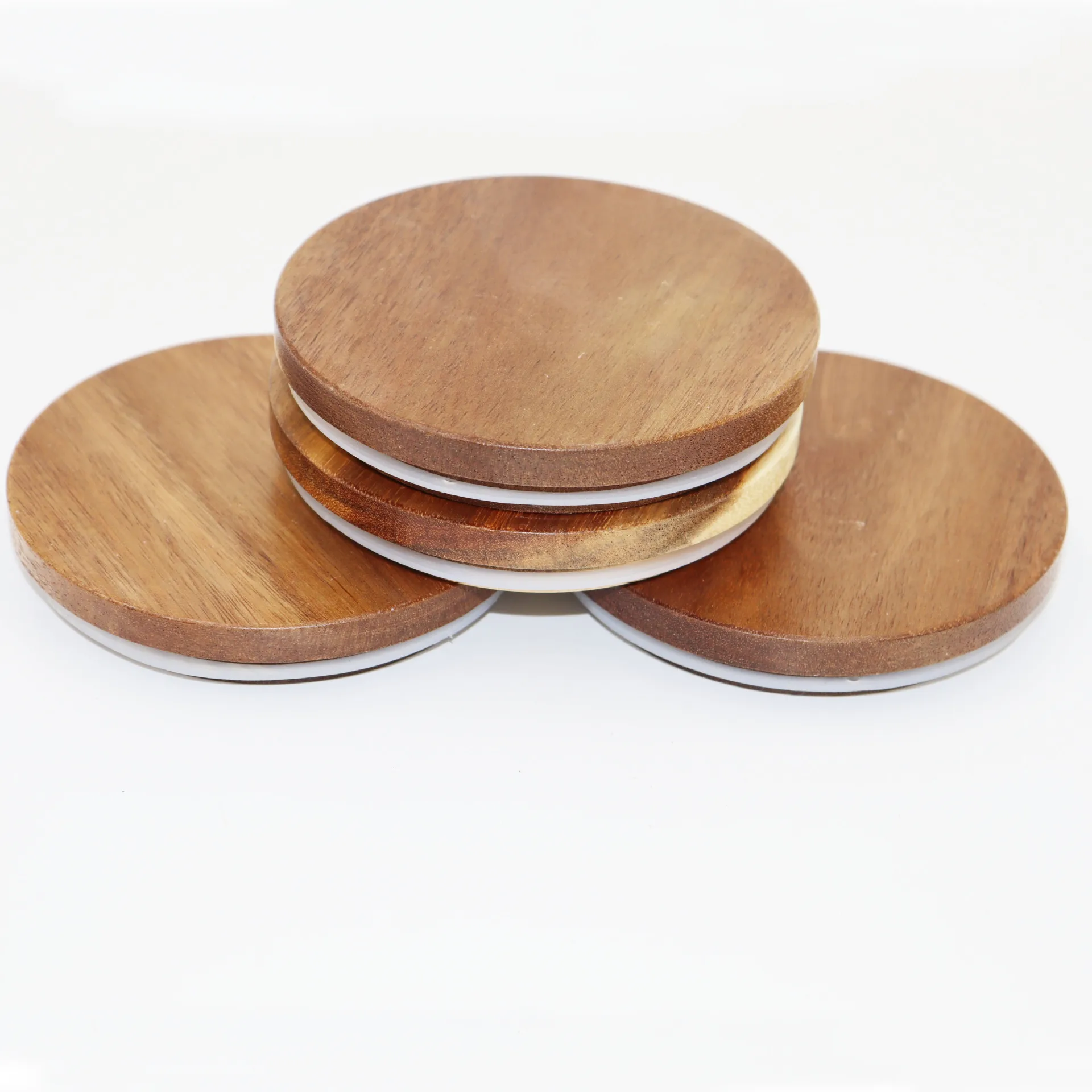 Wholesale Custom acacia wood lid with silicone seal for glass jar