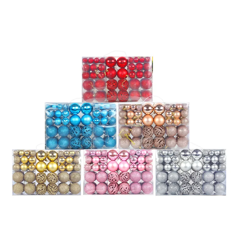 100 Pcs Christmas Ball Gift Box Tree Ornaments With 3-6cm Plastic