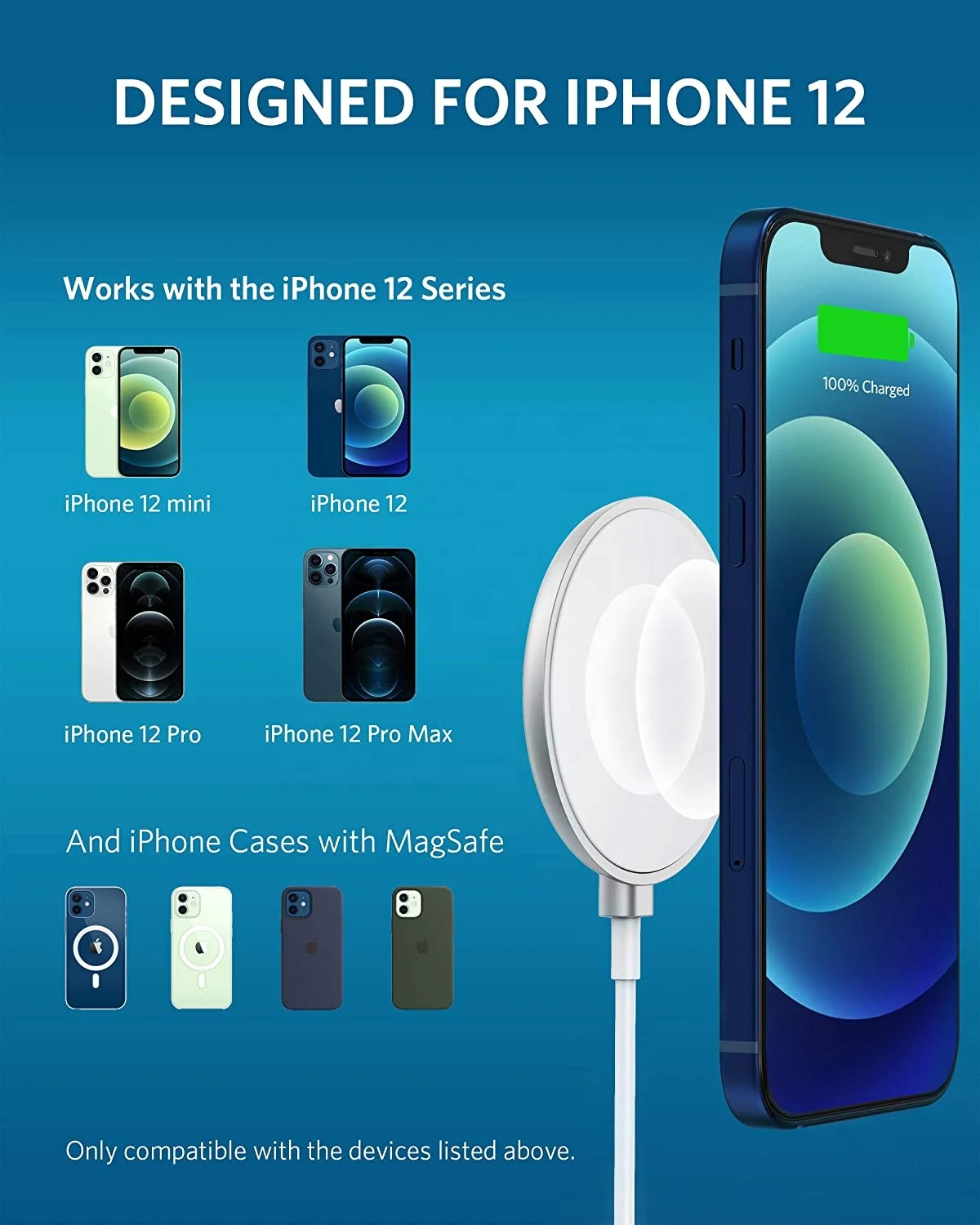 SooPii 15W Wireless Magnetic Fast Charging Cable, Mag-sa-fe Cable, TPE Cable compatible with iphone 12 series