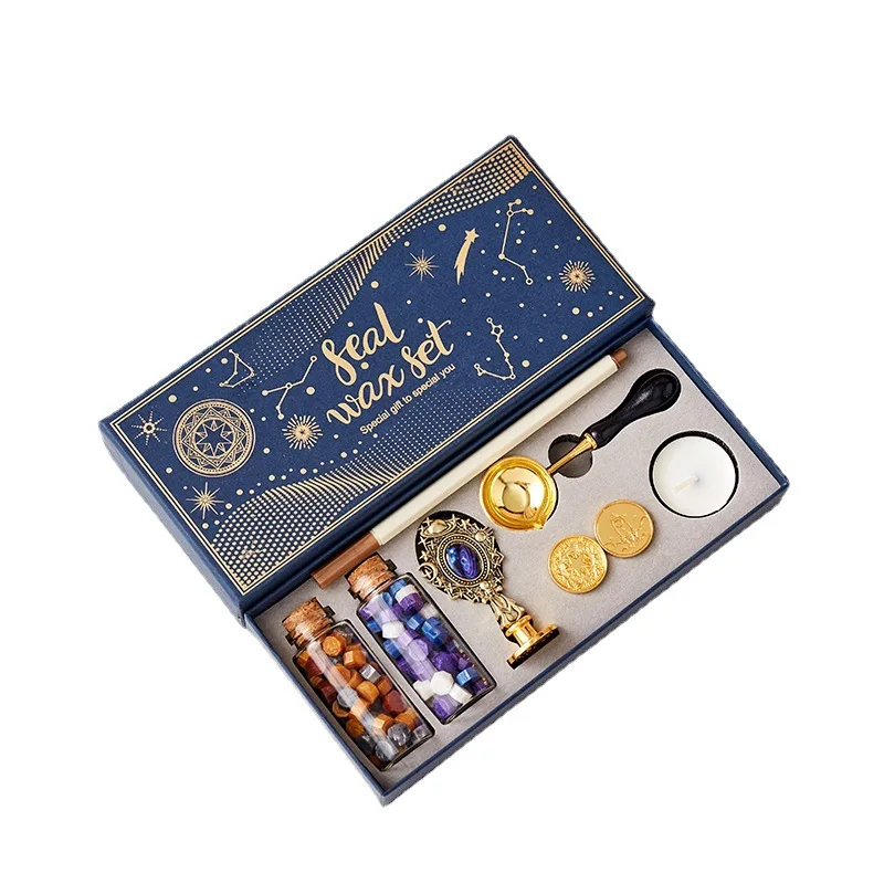 Wax Seal Stamp Kit Artwork Metal Stamp Anti-Scalding Wax Melting Spoon Wax Beads