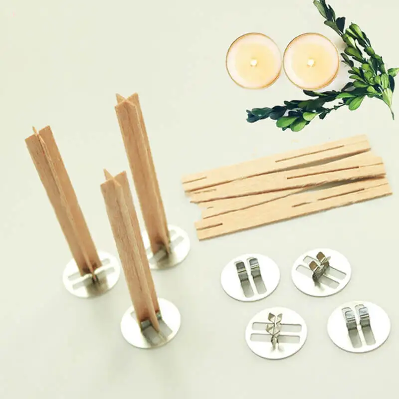 Wooden wick with base for DIY candle making//