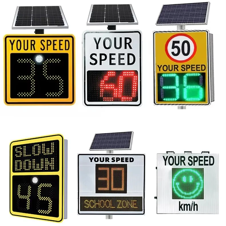 Customized Digital Road Warning Led Solar Radar Speed Limit Sign High Quality Led Display Screen Radar Warning Sign