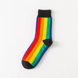Funny Cute Japanese Socks Women Striped Zebra Rhombus Rainbow Colored Socks