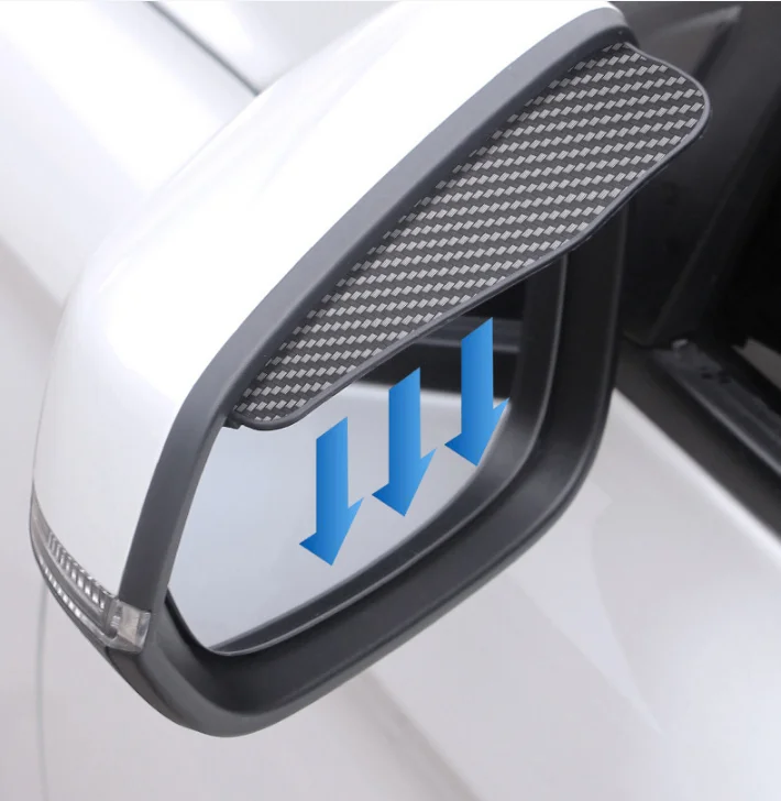 Fiber texture car rearview mirror rain brow  cover reverse mirror rain shield aluminum alloy rain shield auto parts