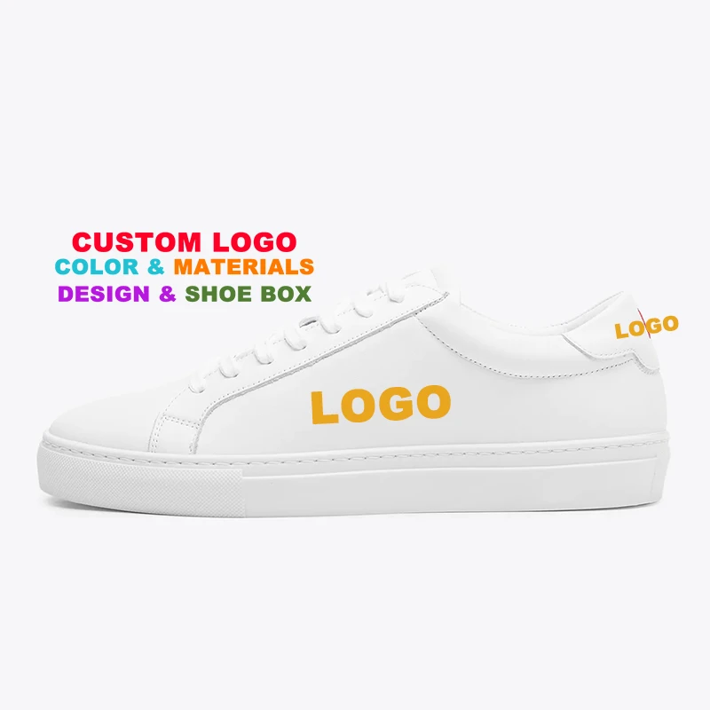 Print flat walking style casual white shoes men sneakers custom shoes manufacturers with my logo branding low moq