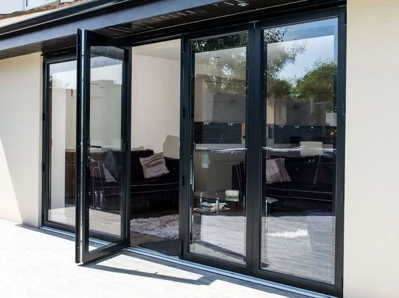 China factory quality competitive price aluminum door glazing glass black aluminum frame french windows doors