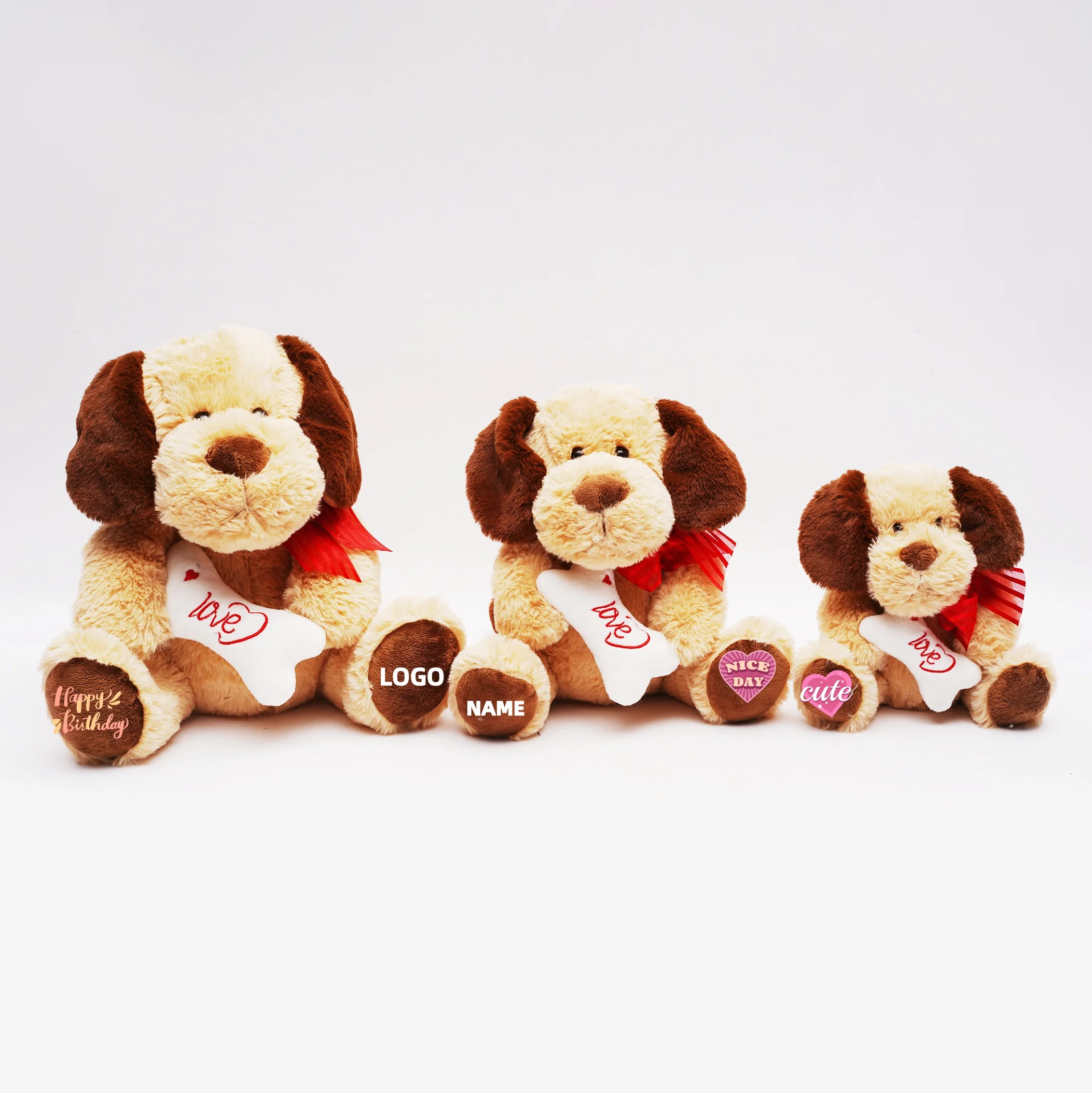 creative design best selling cute heart holding dog customized stuffed animal plush toys adorable Valentine Puppy