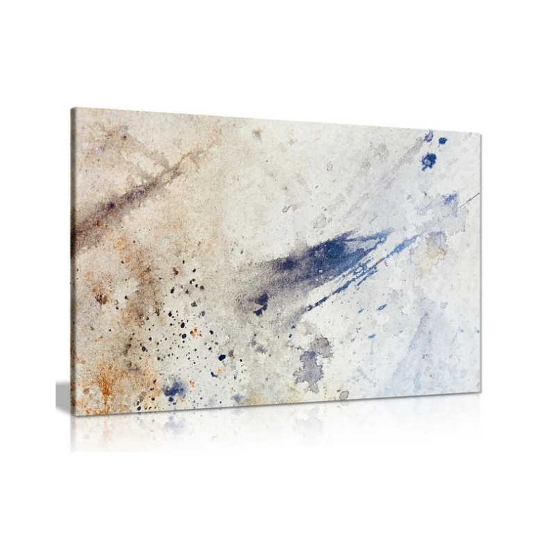 Cream Abstract Art Blue Ink Stains Canvas Wall Art Picture Print luxury hotel Home Decor abstract canvas design wall art poster