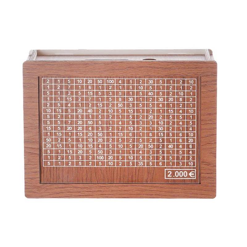 Wooden Brown Piggy Bank Money Box with Counter Brown Color USD 1000 2000 3000 Money Saving Box Piggy Bank For Kids