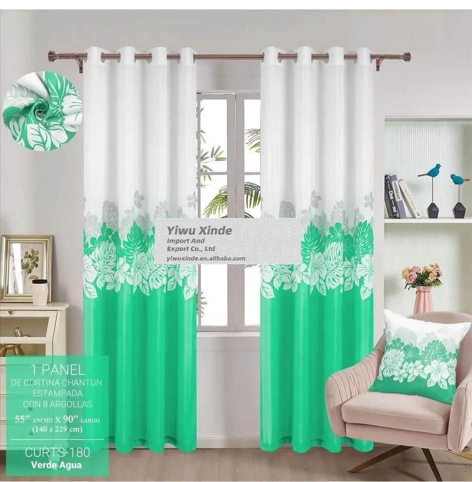 10 Pieces curtain set with matching cushion cover Luxury Blackout Window Curtain Foil Print Curtains for the Living Room Bedroom