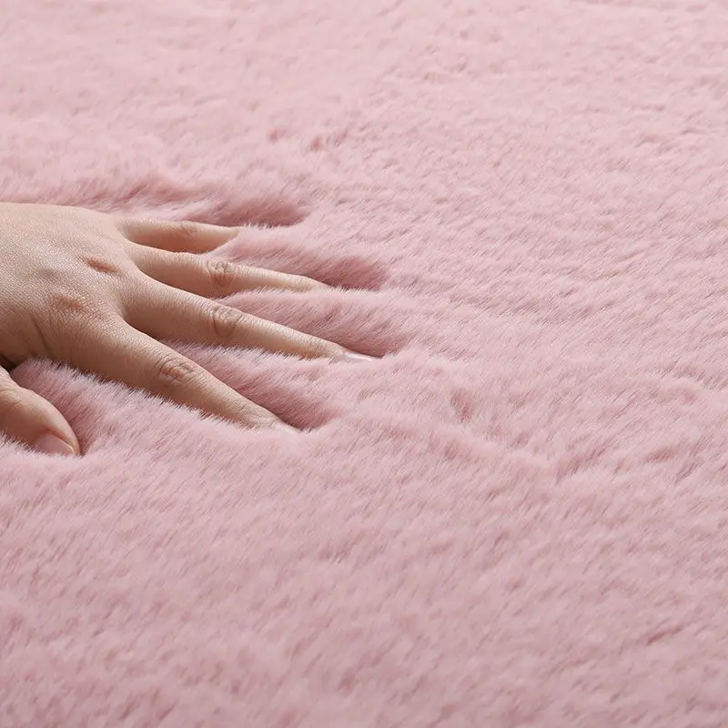 Nordic Fluffy Faux Fur Rugs Microfiber Faux Rabbit Hair Center Living Room Bedroom Large Carpet  Such As White Red