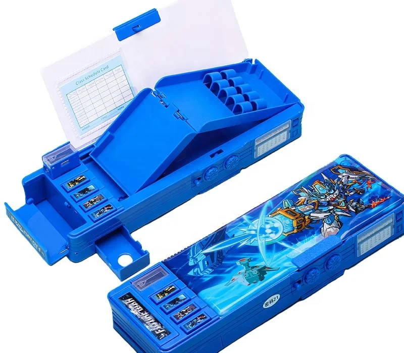 Large Capacity Plastic School Stationery Box Multifunctional Button Password Lock Pencil Case