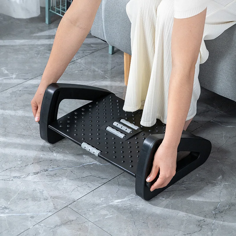 Triangle foot rest stool Under desk footrest  Up and Down Adjustable Foot Rest with Massage Roller